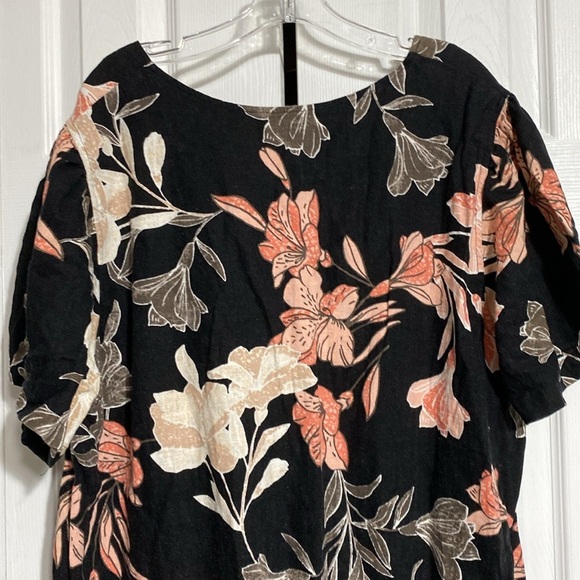 Original linen blend black & peach tunic top dress size XXL - Picture 8 of 14